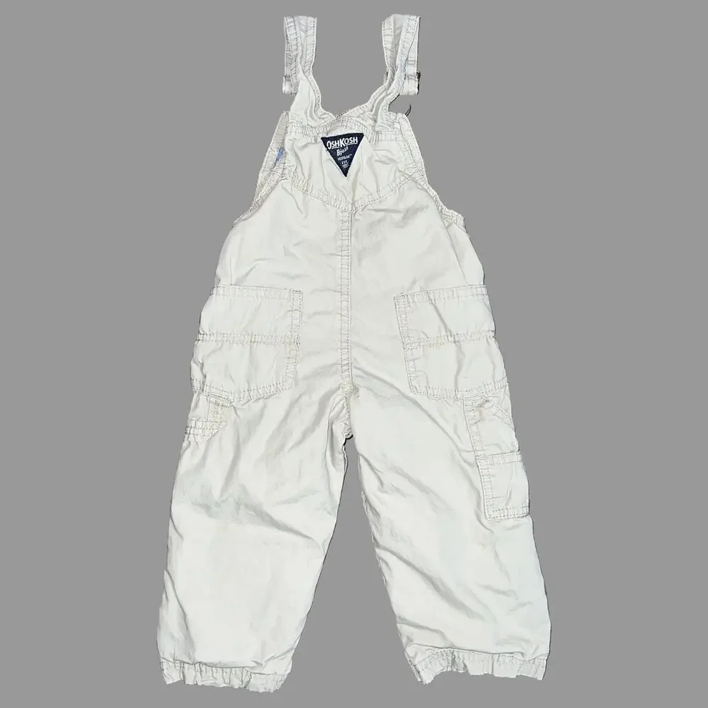 OshKosh B'gosh Baby Boy Bib Overalls Size 18 Months Khaki Cotton Adjustable
